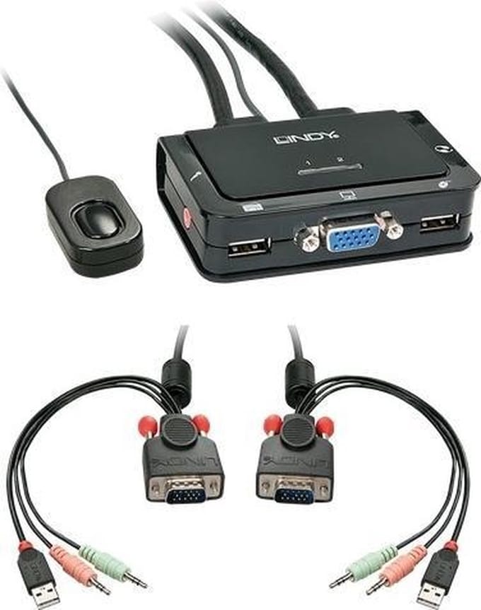 Lindy VGA KVM Switch Compact USB 2.0 Audio 2 Port - KVM / audio / USB switch - 2 ports