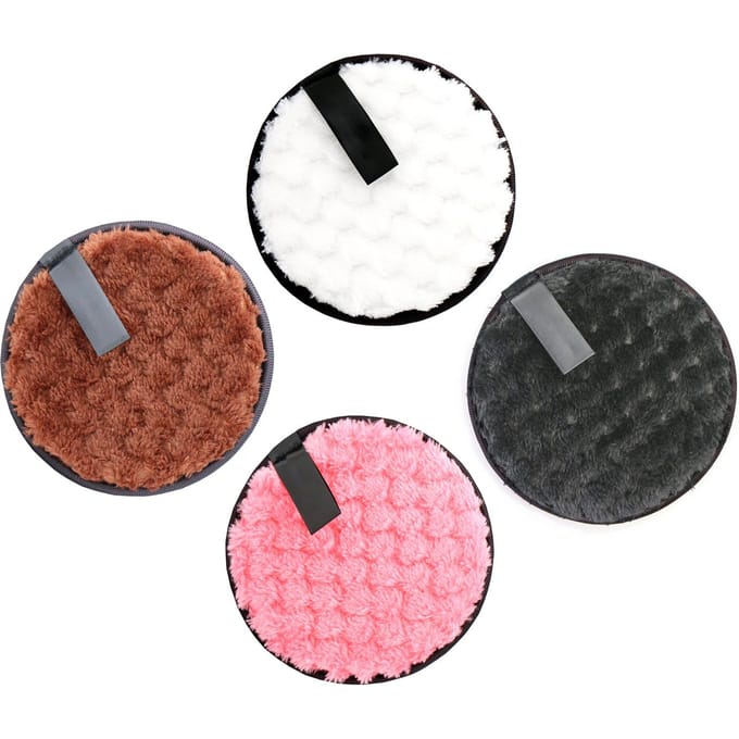 4 stuks Make-up Verwijderingspads Rond Dubbelzijdig Herbruikbaar Zacht Draagbaar Wasbaar Make-up Microvezel Pad brown