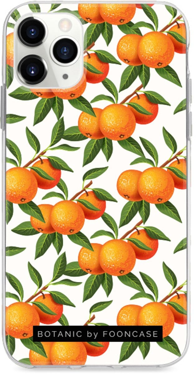 Fooncase Hoesje Geschikt voor iPhone 12 Pro Max - Shockproof Case - Back Cover / Soft Case - Mandarijn print