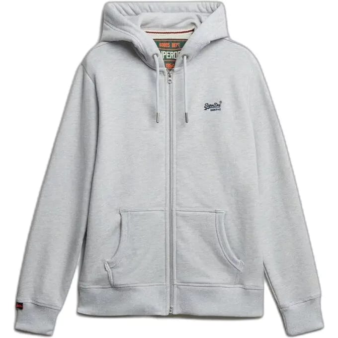 Superdry Essential Logo Half Brushed Zip Hoodie Light Blue Grootte: Xxl
