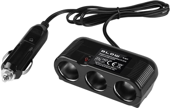 BLOW Auto Sigarettenaansteker Splitter - 3x Socket - CS-32 - 12V/24V - Met Kabel & LED-indicator