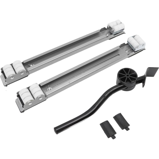 Uitschuifbare apparaatrol 300 kg draagvermogen universele wielbasis voor wasmachines zilver