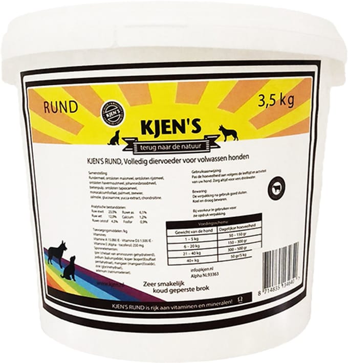 Kjen's geperst hondenvoer Rund 3,5 kg - Hond