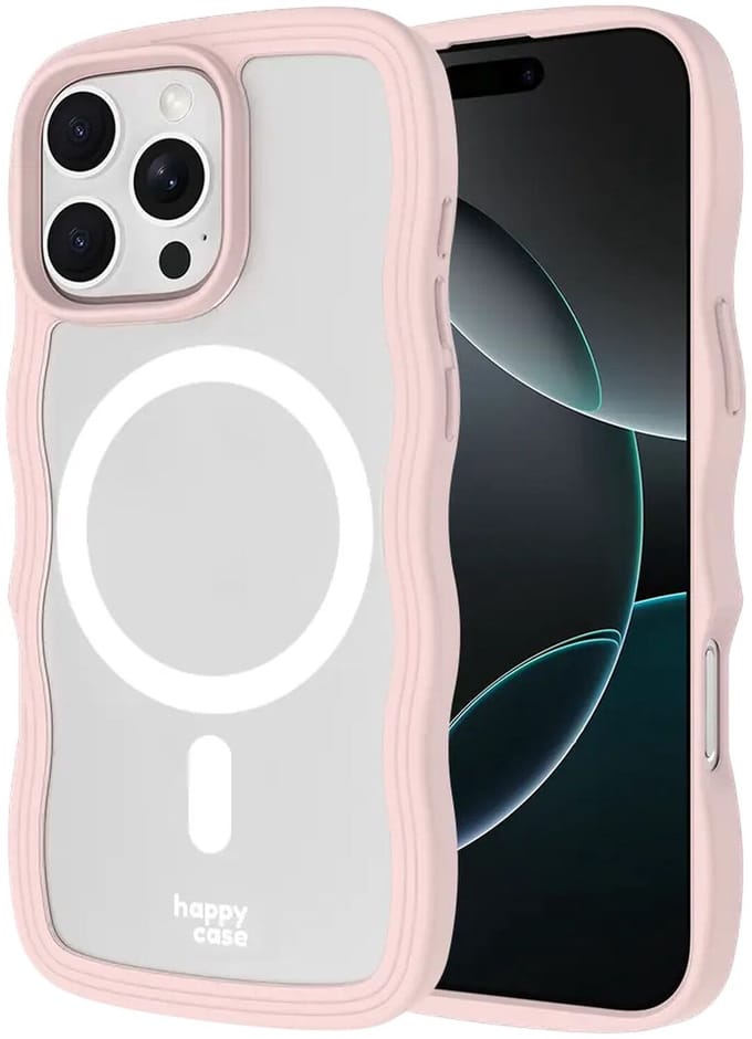 HappyCase Wavy Hoesje | Geschikt voor Apple iPhone 16 Pro Max | Compatibel met MagSafe | Back Cover | Roze