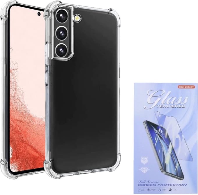 Shockproof Hoesje Geschikt voor: Samsung Galaxy S22 Plus - Anti -Shock Silicone - Transparant + 2x Screenprotector
