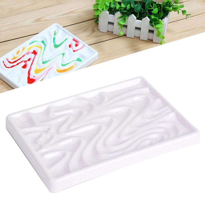 Verfpalet Golvend Imitatie Keramiek Vierkant Aquarel Professionele Kunstbenodigdheden white