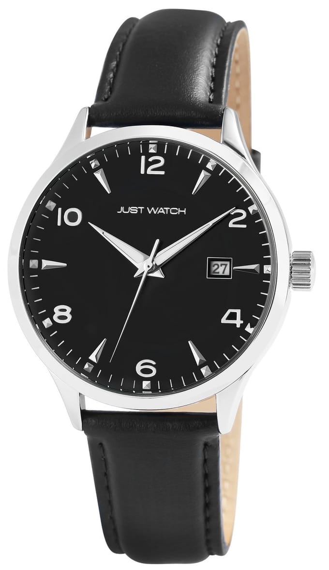 JUST WATCH Herenhorloge echt leer Heriat, datumaanduiding