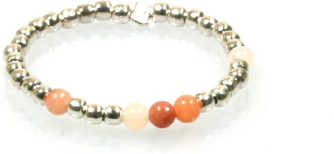 Heaven Eleven - 925 Zilver ring - dikte 1mm - peach kralen - one size fits all