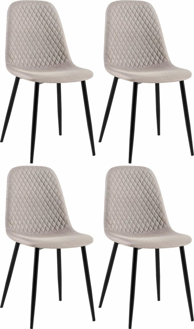 CLP Giverny Set van 4 eetkamerstoelen - zonder armleuning - grijs Stof