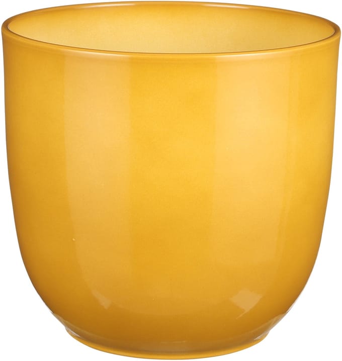 Mica Decorations Plantenpot/bloempot Tusca - Okergeel - keramiek - glans - D25 x H23 cm