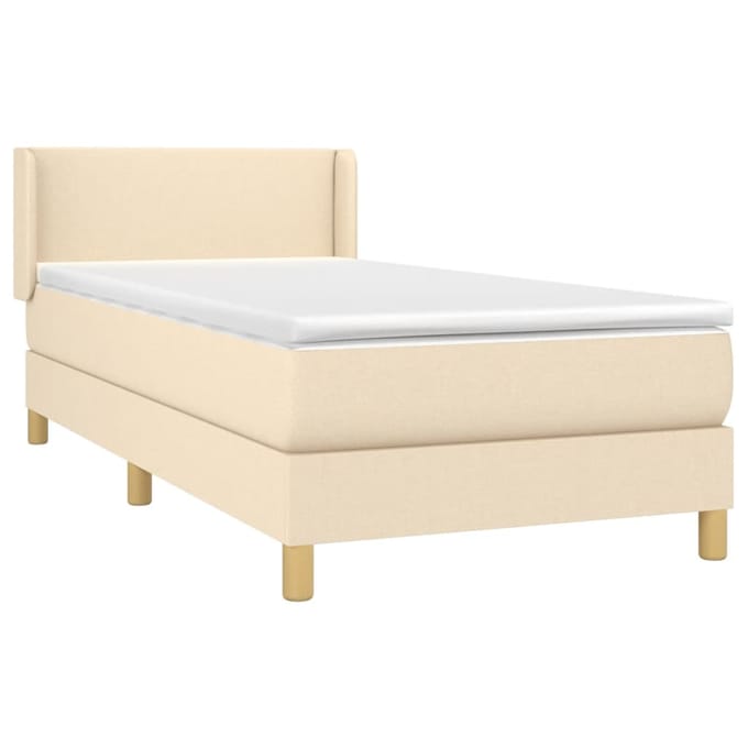 vidaXL - Boxspring - met - matras - stof - crèmekleurig - 100x200 - cm