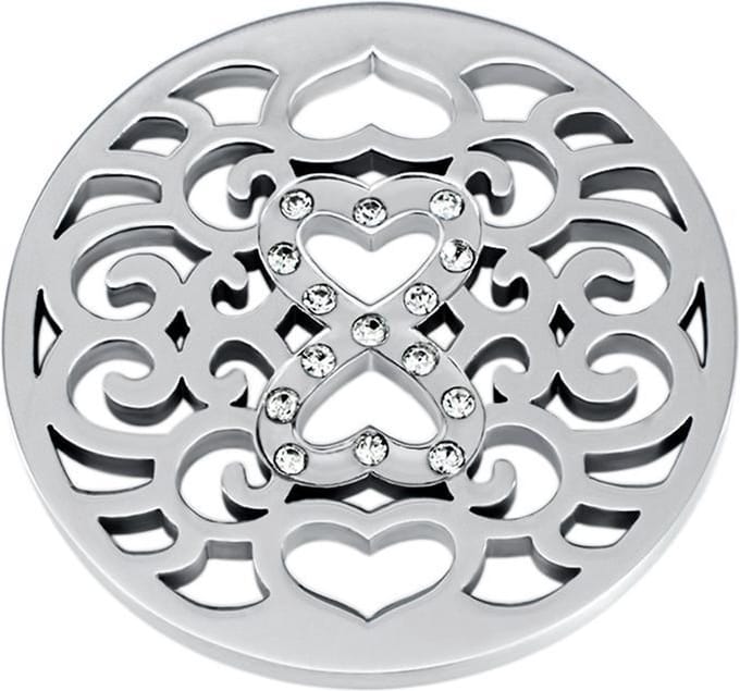 Quiges - Munthouder Munt 33mm RVS met Zirkonia Infinity Zilverkleurig - EPR122
