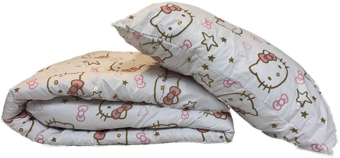 2-1 Baby Dekbed zonder overtrek Dekbed - 100 x 135 + 1 kussensloop 60x70 – Hello-Kitty - goud/wit