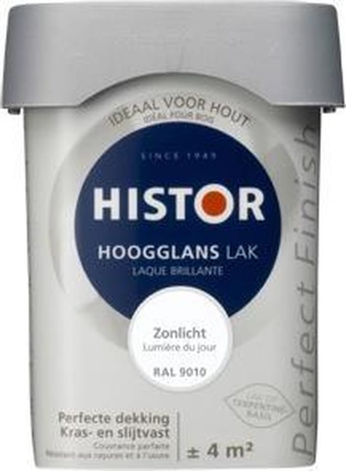Histor Perfect Finish Lak Hoogglans 0,25 liter - Zonlicht (Ral 9010)