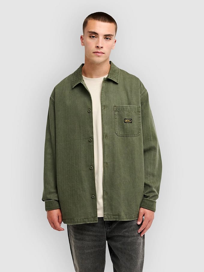 Quiksilver Castle Hill Overhemd Met Lange Mouwen Groen L Man