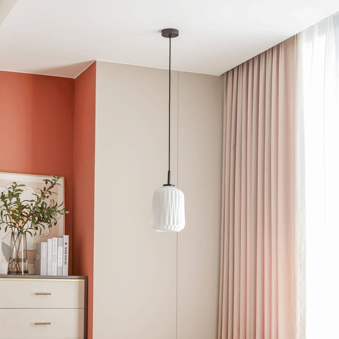 Hanglamp Lucande Lirien, zwart, glas, Ø 20 cm