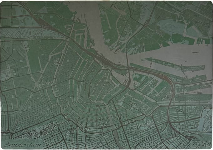 Place Maps Placemat Skyline Rotterdam - Erasmusbrug - Kunstleer - Zwart - 1 Stuk