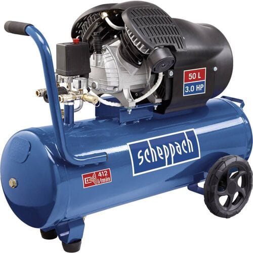 Scheppach Compressor HC53DC - 10 Bar - 50L - Dubbele cilinder - Aanzuigvermogen 412L/min - Oliegesmeerd