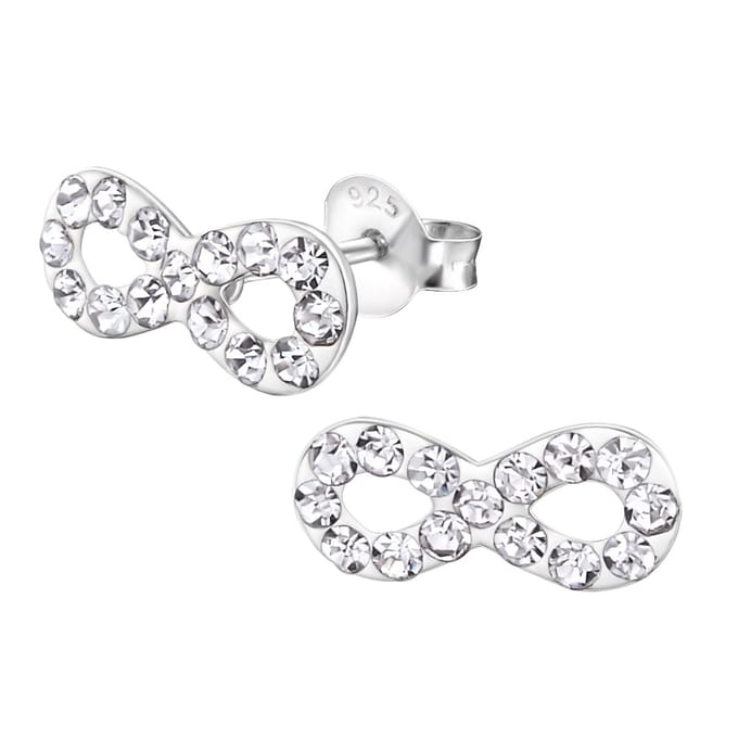 Joy|S - Zilveren Infinity oorbellen - 11 x 5 mm - kristal - oorknoppen