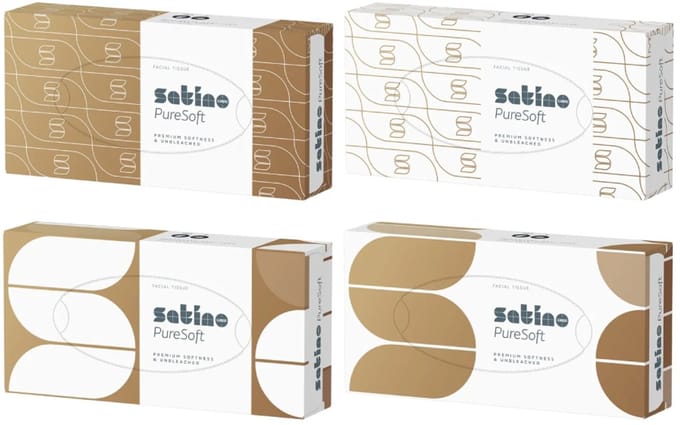 Satino PureSoft Cosmetische Tissues Platte Box | 40 doosjes x 100 vel | 211660 | 2 laags
