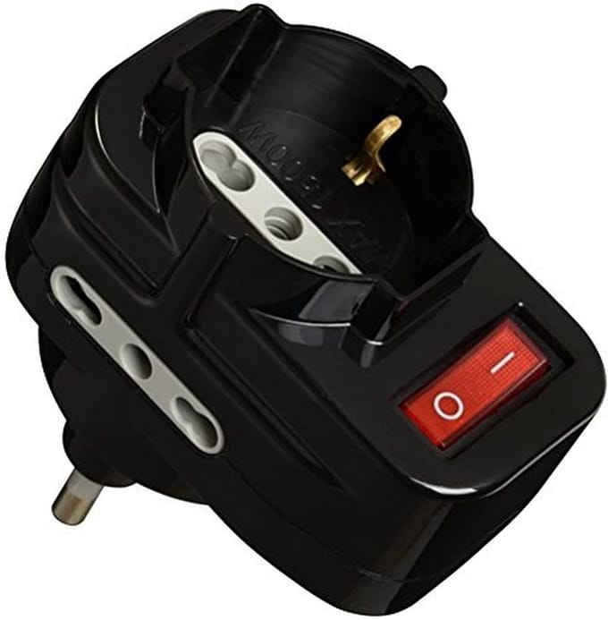 Adapter met schakelaar - Stekker adapter - Apparaten aansluiten - Draaibare stekker - 10/16A - Zwart