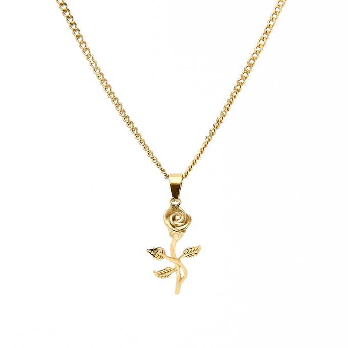 Marenca Gouden Heren Gourmette Schakelketting met Roos Hanger