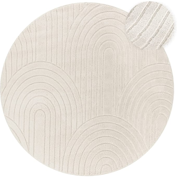 Modern tapijt Tokko crème 120 cm rond
