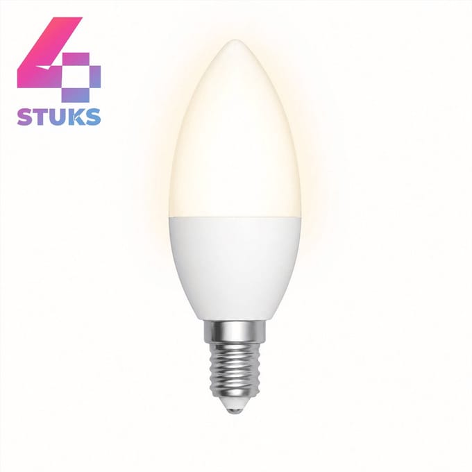 4x Kaarslamp Led-lamp E14 - 5W - Warm Wit Licht (2700K) - 470 lm - 25 jaar - Dimbaar