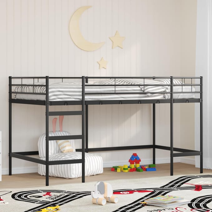 vidaXL - Kids'loftbedframe - Effen - Zwart - 80 - x - 200 - cm - Staal