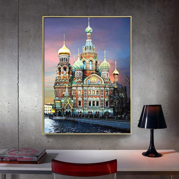 Peinture Diamant Église 5D DIY Broderie Diamant Vente Image Scénique de Strass 20X30CM gray