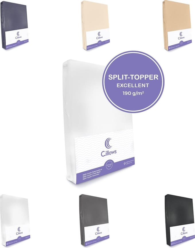 Cillows Excellent Jersey Hoeslaken voor Split Topper - 140x200 cm - (tot 5/12 cm hoogte) – Wit