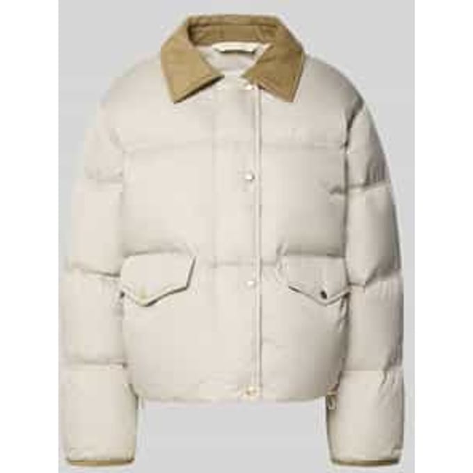 regular fit donsjack met corduroy overhemdkraag