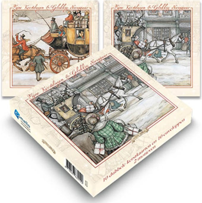 Kaarten - Kerst - Anton Pieck - Koetsen - 2 Motieven - 10st.