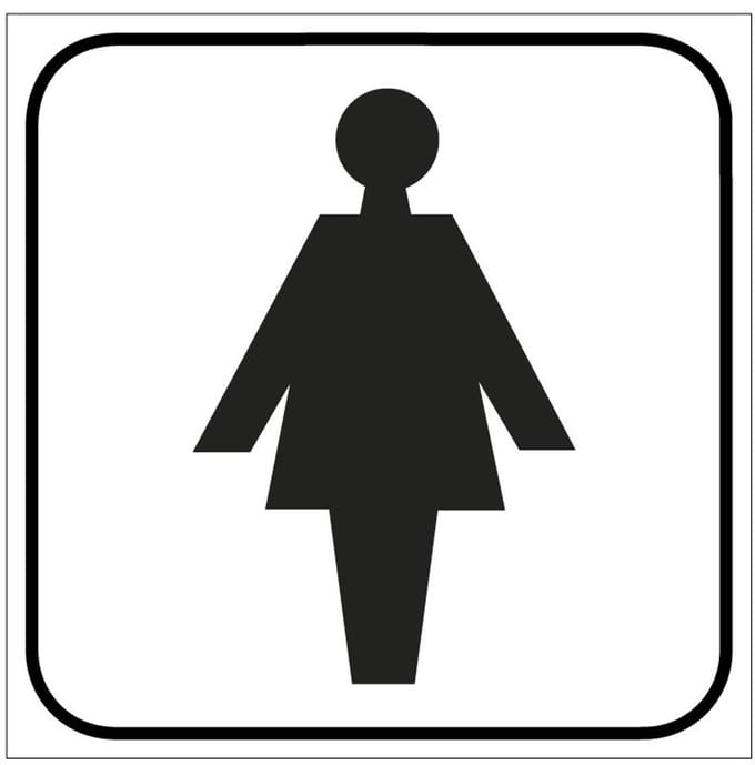 Toilet dames sticker, wit 100 x 100 mm