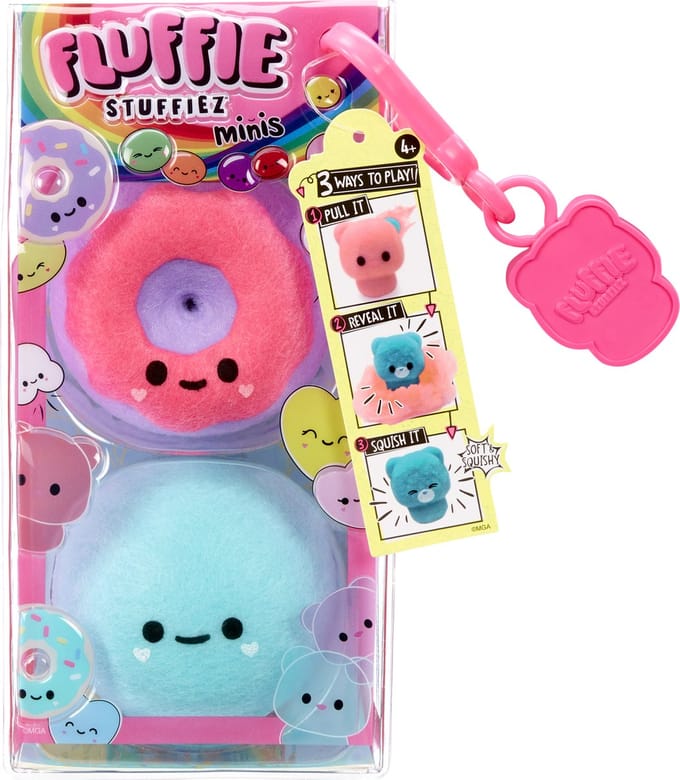 Fluffie Stuffiez Mini - Mix 9 - 7 cm - Wit en geel - Plukknuffel