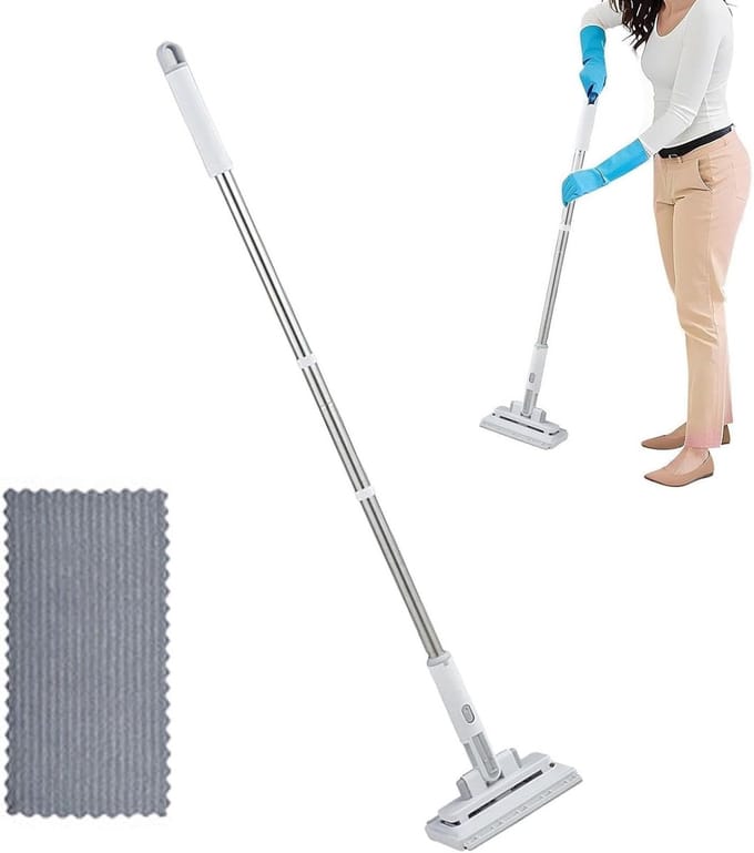 Mini Dweil - Kleine Schoonmaker - Kleine Ruimtes Reinigen - Handsfree Bediening - Compact Formaat - Grijs