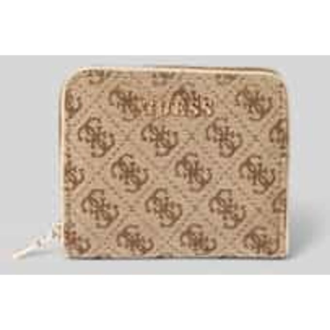 GUESS portemonnee Jessa SLG Zip Around Wallet Latte Logo Lichtbruin