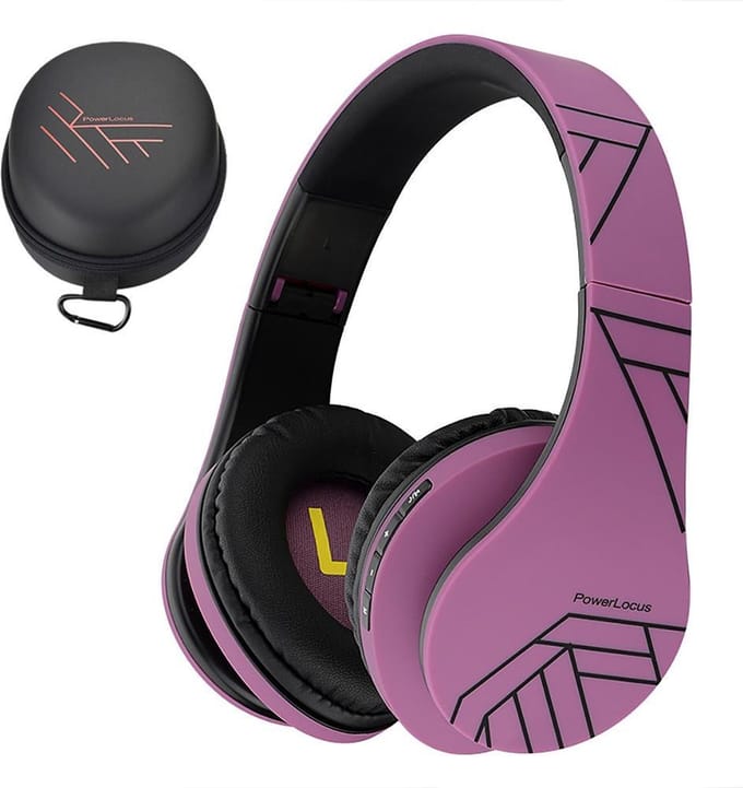 PowerLocus P2 - Draadloze Over-Ear Koptelefoon Inklapbaar - Bluetooth Hoofdtelefoon - Met microfoon – Headphone - Micro SD mode – Incl. Carry Case - Zwart/Purper