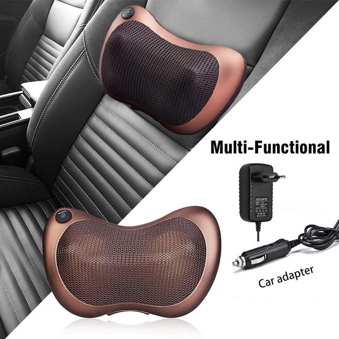 Hoofdmassage Auto Thuis Cervicale Shiatsu Massage Nek Rug Taille Lichaam Elektrisch Multifunctioneel Massagekussen Kussen EU Plug bruin