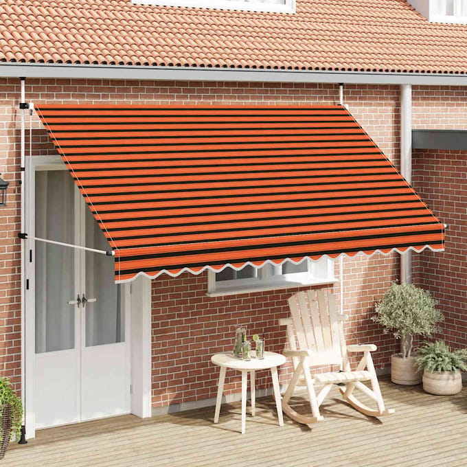 vidaXL - Luifel - handmatig - uittrekbaar - 350 - cm - oranje - en - bruin