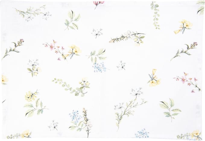 Clayre & Eef Placemats Set van 6 48x33 cm Wit Roze Katoen Rechthoek Bloemen Tafelmat