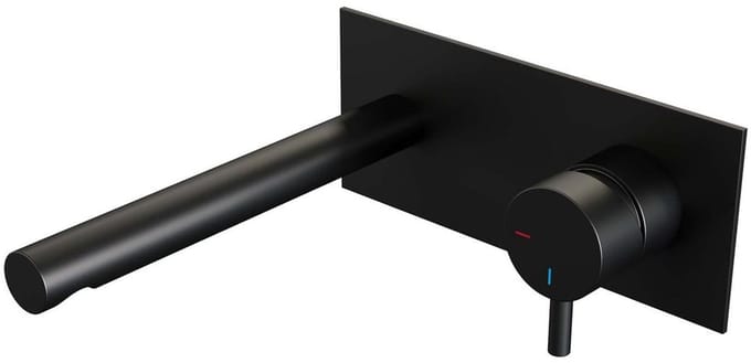 Brauer Black Edition Inbouw Wastafelmengkraan met Rechte Uitloop en Afdekplaat Model B1 Mat Zwart