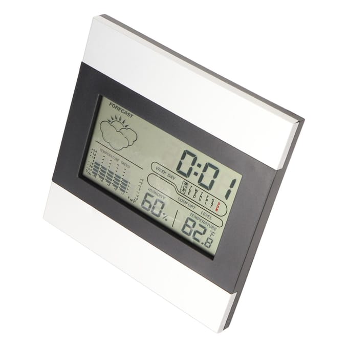 Digitale weerklok Temperatuur- en vochtigheidsweergave Aluminium behuizing Digitale wekker voor gray