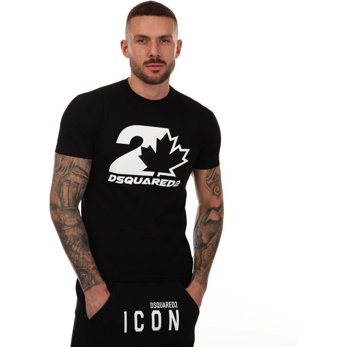 Heren DSquared2 Maple Leaf Logo T-shirt in Zwart