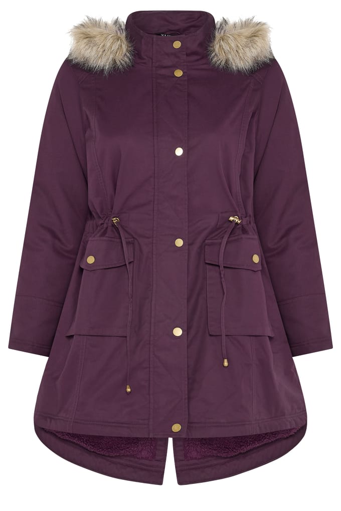 Yours Bordeauxrode Parka Van Imitatiebont Size 42