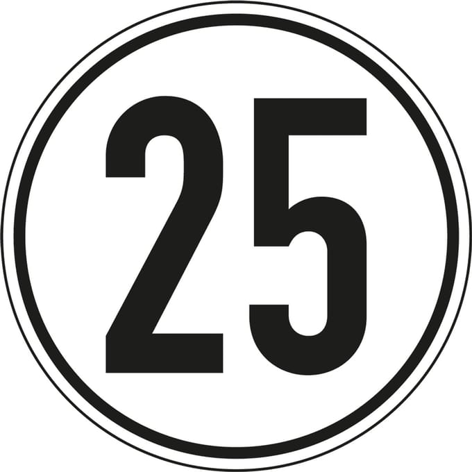 Tempo 25 km bord - aluminium 200 mm