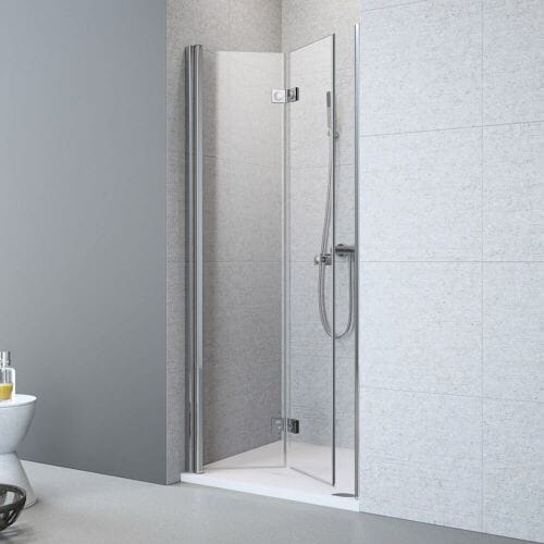 Megabad Profi Collection Planplus folding wall 2-piece for niche 80 x 195 cm stop left MBPPFWS80L
