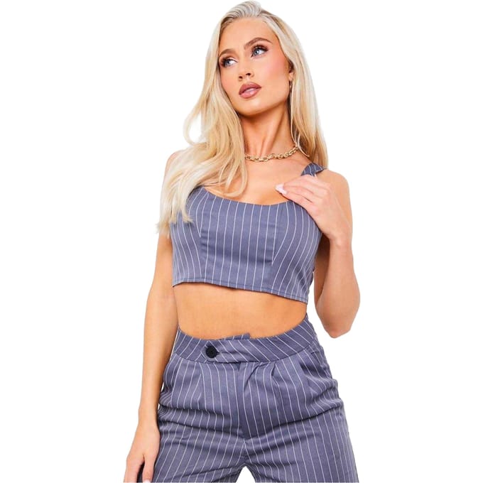 Missy Empire Dames/Dames Pinstripe Scoop Neck Getailleerde Crop Top (Grijs)