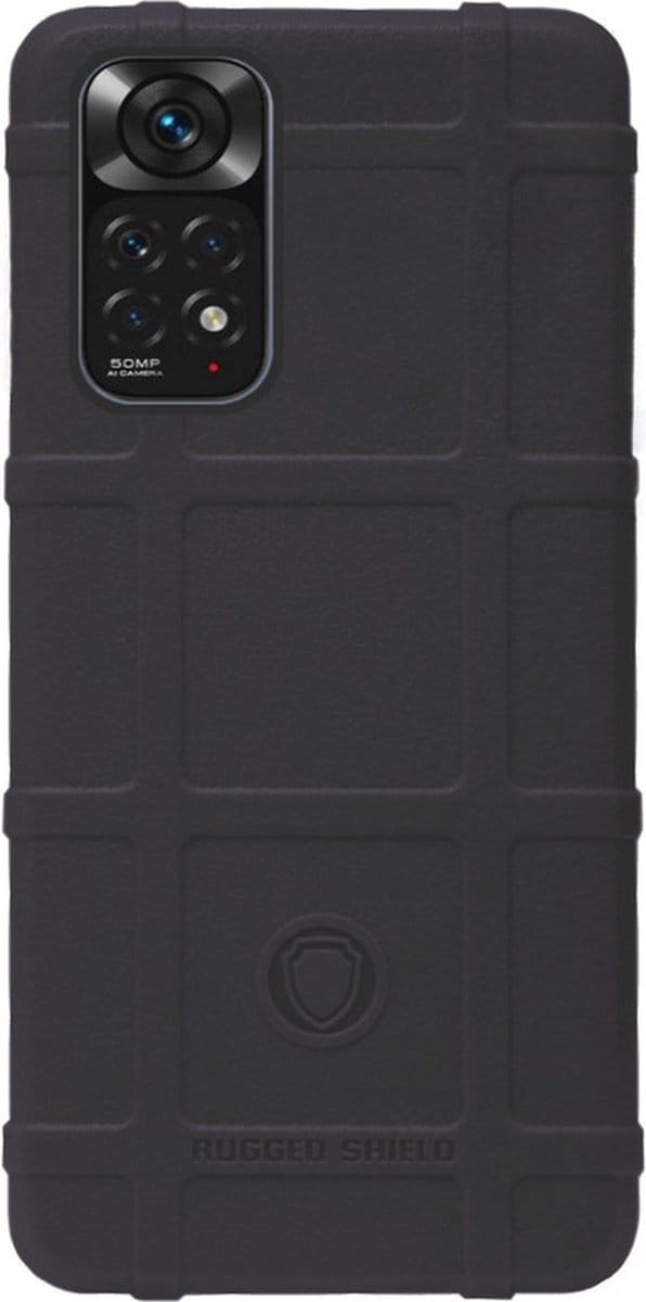 RUGGED SHIELD Rubber Bumper Case Hoesje Geschikt voor Xiaomi Redmi Note 11 Pro - Zwart