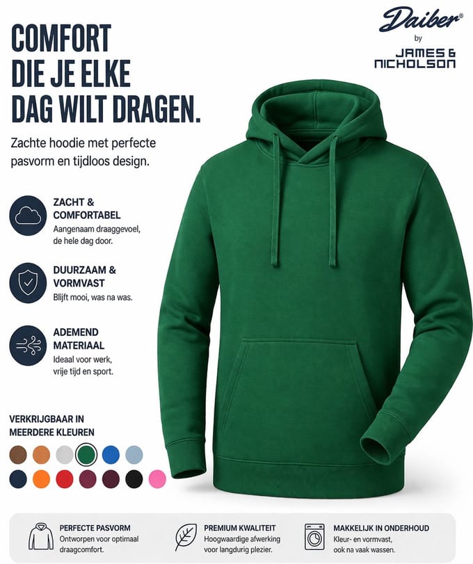 James And Nicholson Heren Basis Hoodie (Iers Groen)